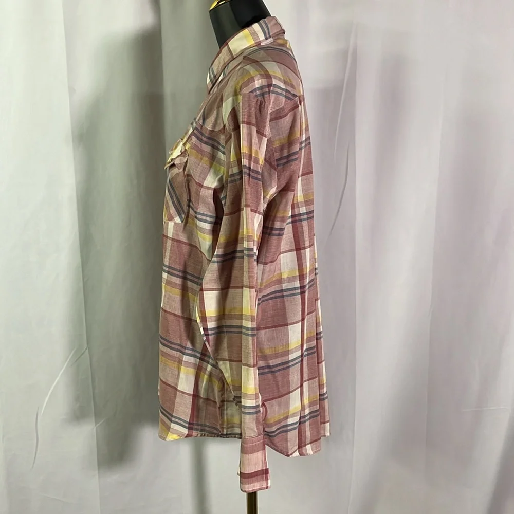 Vintage Youngbloods Authentic Western Red Plaid Pearl Snap Button Down Shirt